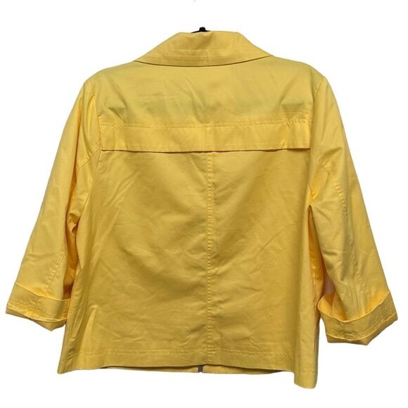 Studio Works Bright Yellow Jacket Spring Fall Light Coat Pockets 100% Cotton - Picture 4 of 6
